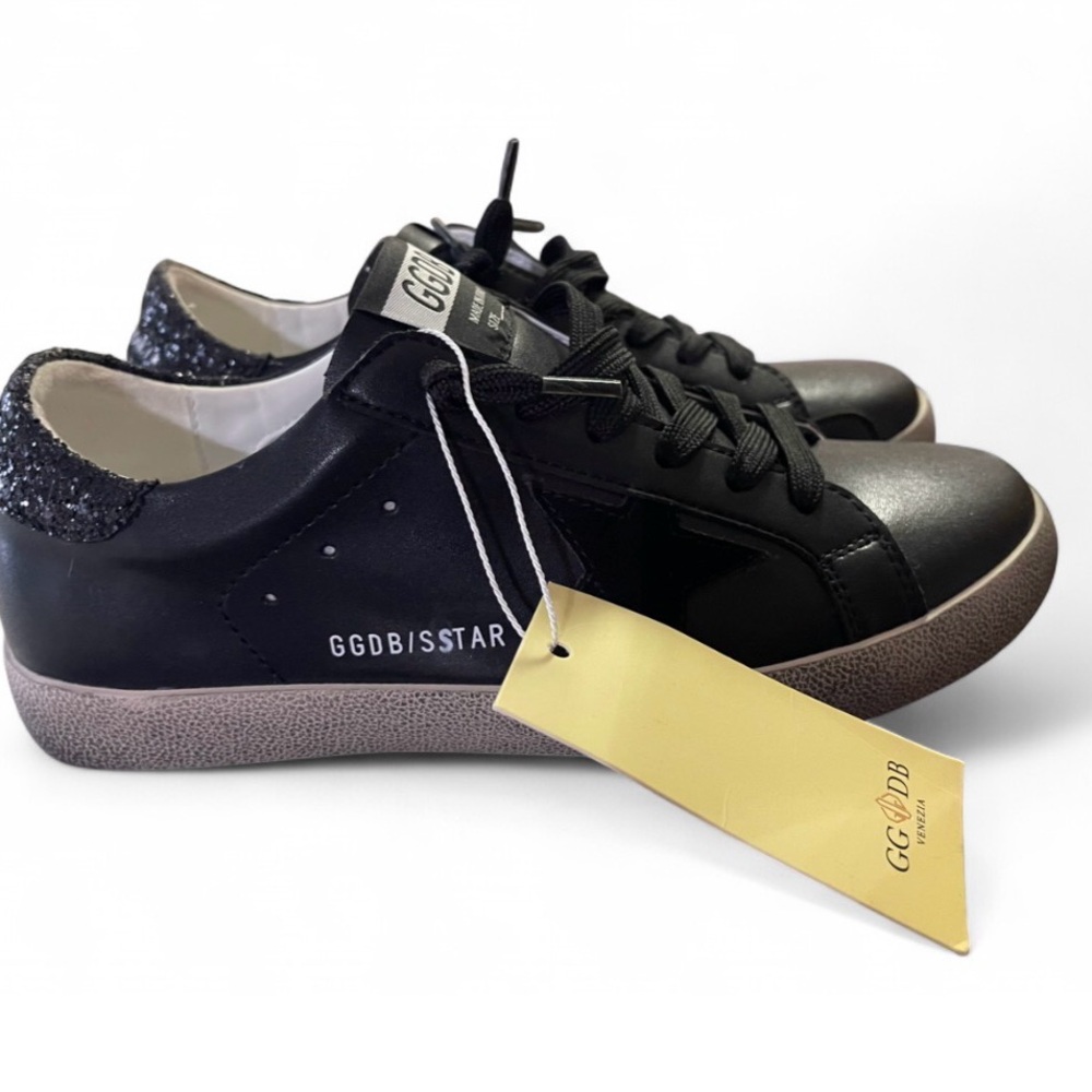Golden Goose Black Sneakers with Glitter Accents